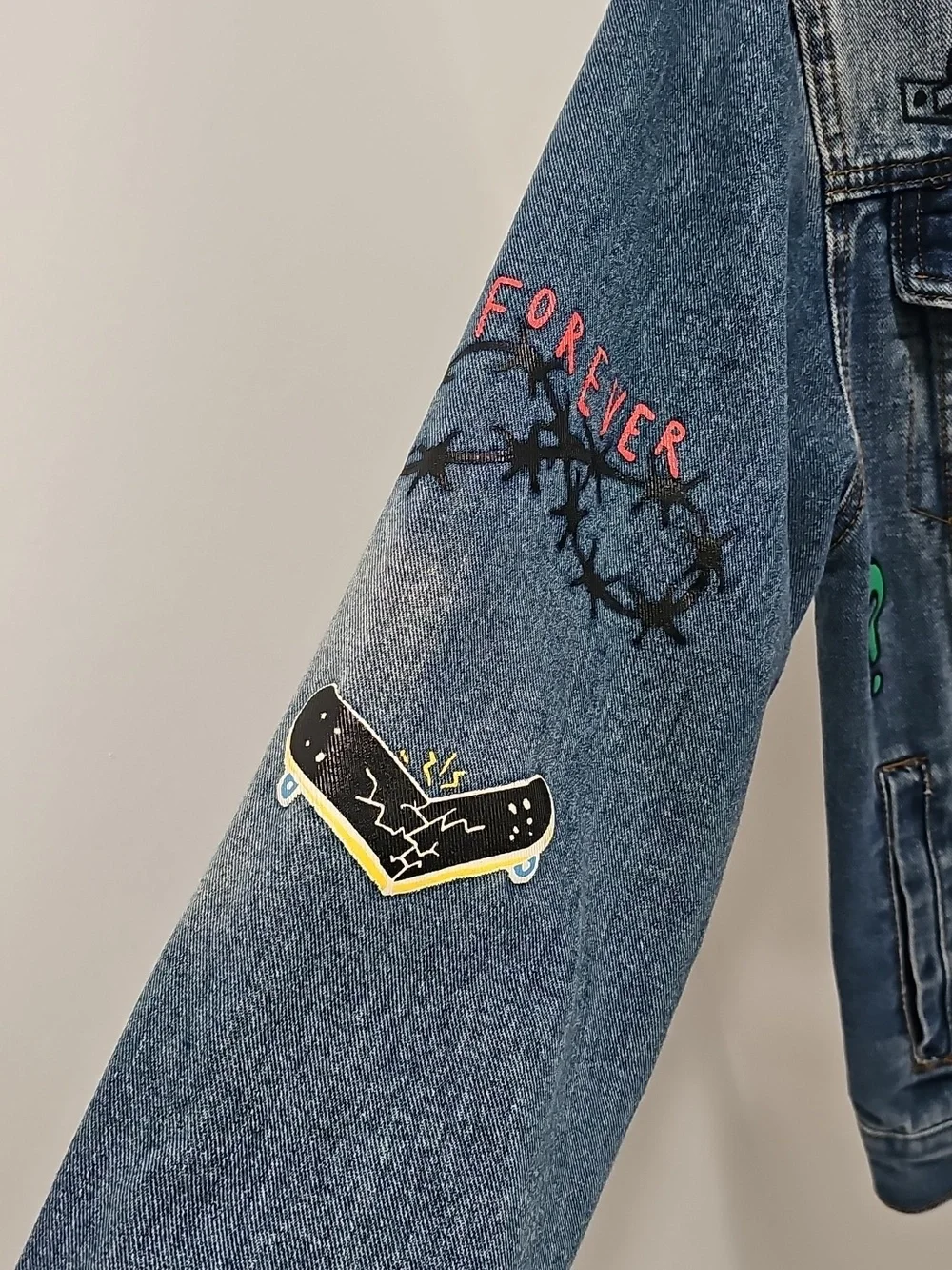 Brooklyn Cloth No Cap Retro 90s Graphics Denim Jean Jacket Unisex S - Picture 6 of 9